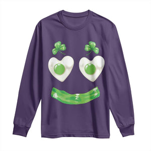 Funny Irish St Patricks Day Shamrock Long Sleeve Shirt Green Eggs Smile Brunch Breakfast TS10 Purple Print Your Wear