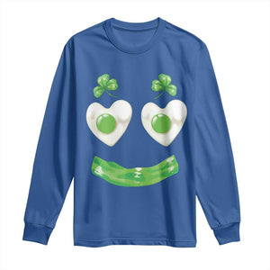 Funny Irish St Patricks Day Shamrock Long Sleeve Shirt Green Eggs Smile Brunch Breakfast TS10 Royal Blue Print Your Wear