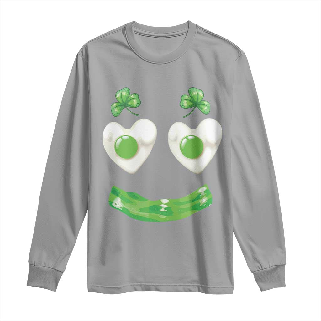 Funny Irish St Patricks Day Shamrock Long Sleeve Shirt Green Eggs Smile Brunch Breakfast TS10 Sport Gray Print Your Wear