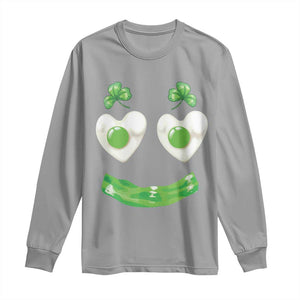 Funny Irish St Patricks Day Shamrock Long Sleeve Shirt Green Eggs Smile Brunch Breakfast TS10 Sport Gray Print Your Wear