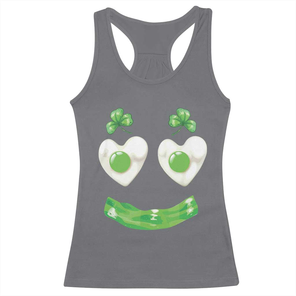 Funny Irish St Patricks Day Shamrock Racerback Tank Top Green Eggs Smile Brunch Breakfast TS10 Charcoal Print Your Wear