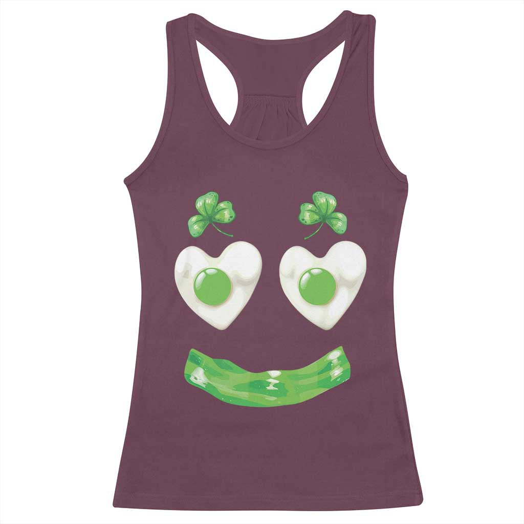 Funny Irish St Patricks Day Shamrock Racerback Tank Top Green Eggs Smile Brunch Breakfast TS10 Maroon Print Your Wear