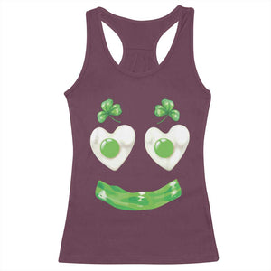 Funny Irish St Patricks Day Shamrock Racerback Tank Top Green Eggs Smile Brunch Breakfast TS10 Maroon Print Your Wear