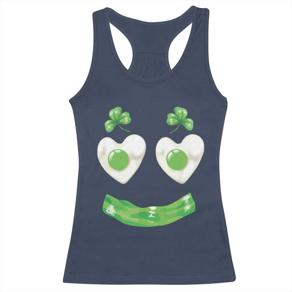 Funny Irish St Patricks Day Shamrock Racerback Tank Top Green Eggs Smile Brunch Breakfast TS10 Navy Print Your Wear