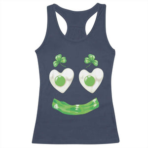 Funny Irish St Patricks Day Shamrock Racerback Tank Top Green Eggs Smile Brunch Breakfast TS10 Navy Print Your Wear