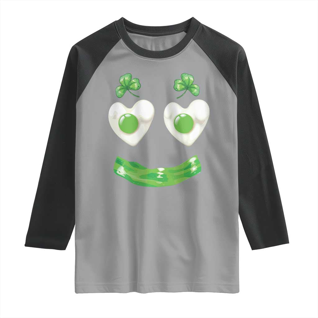 Funny Irish St Patricks Day Shamrock Raglan Shirt Green Eggs Smile Brunch Breakfast TS10 Sport Gray Black Print Your Wear
