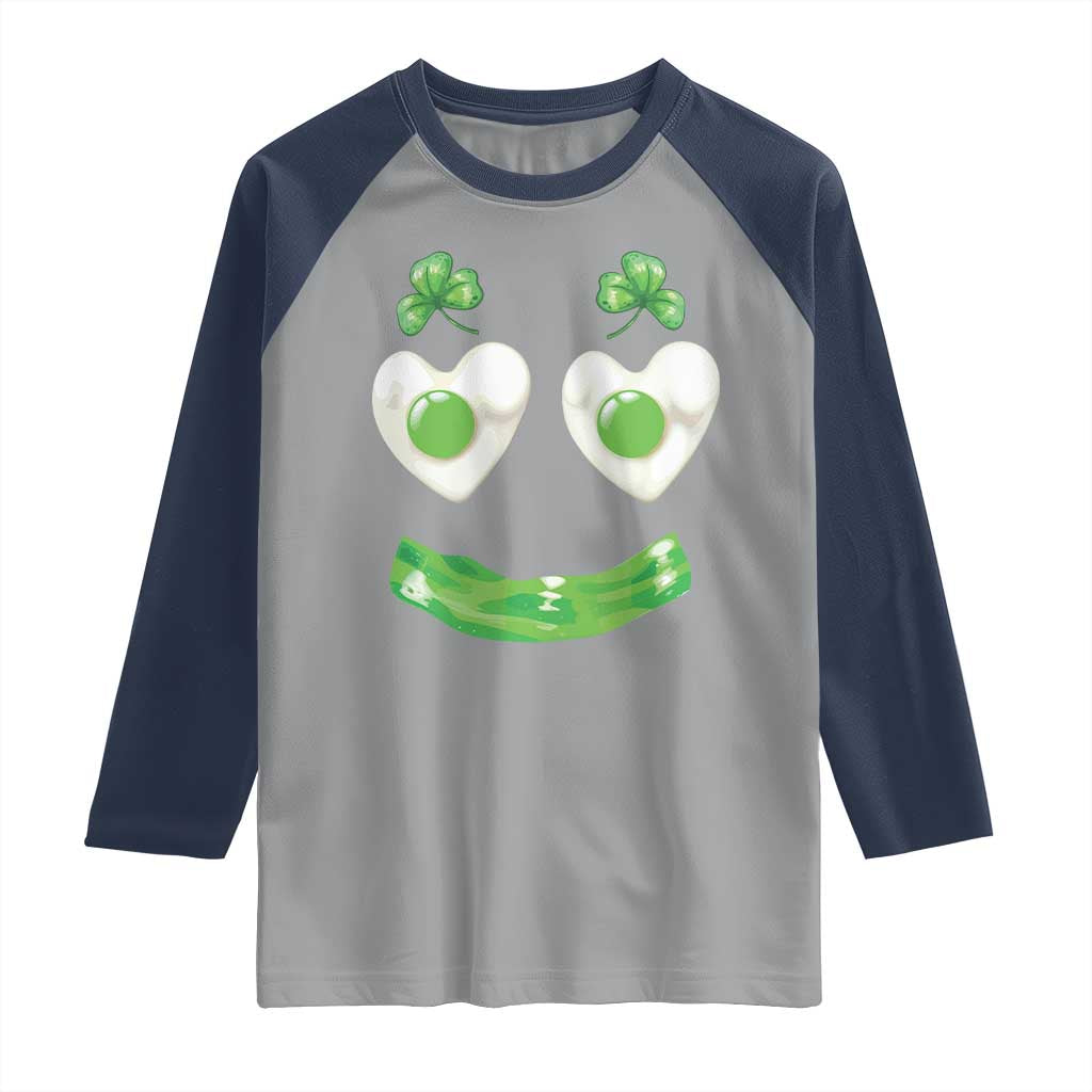 Funny Irish St Patricks Day Shamrock Raglan Shirt Green Eggs Smile Brunch Breakfast TS10 Sport Gray Navy Print Your Wear