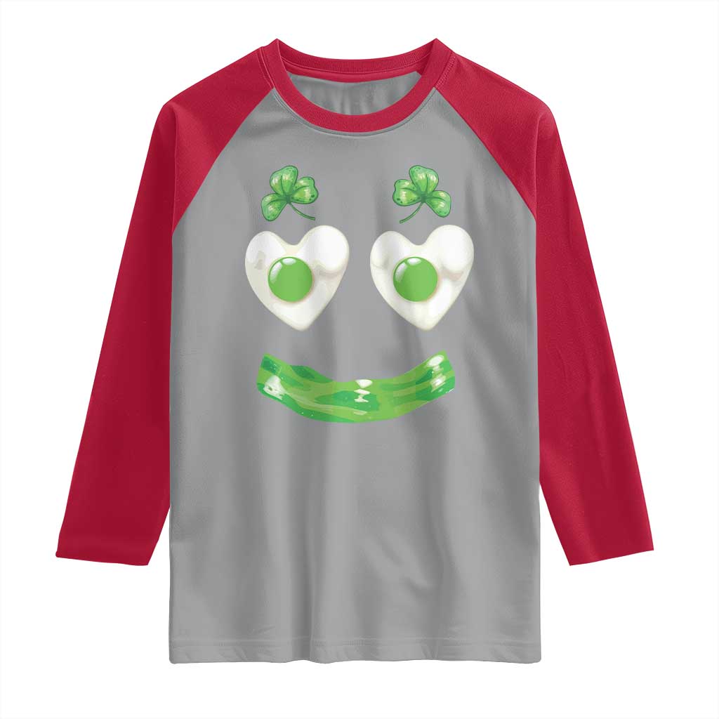 Funny Irish St Patricks Day Shamrock Raglan Shirt Green Eggs Smile Brunch Breakfast TS10 Sport Gray Red Print Your Wear