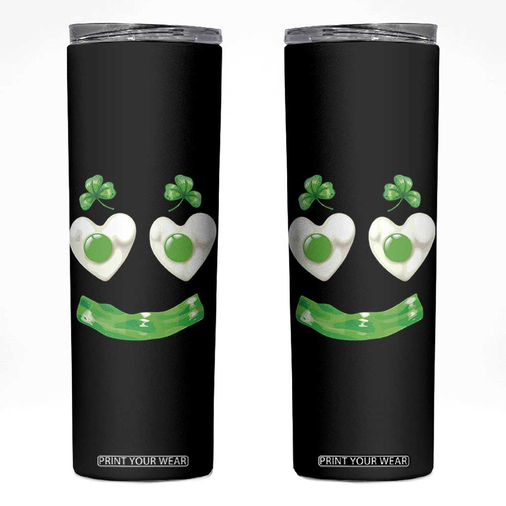 Funny Irish St Patricks Day Shamrock Skinny Tumbler Green Eggs Smile Brunch Breakfast TS10 Black Print Your Wear