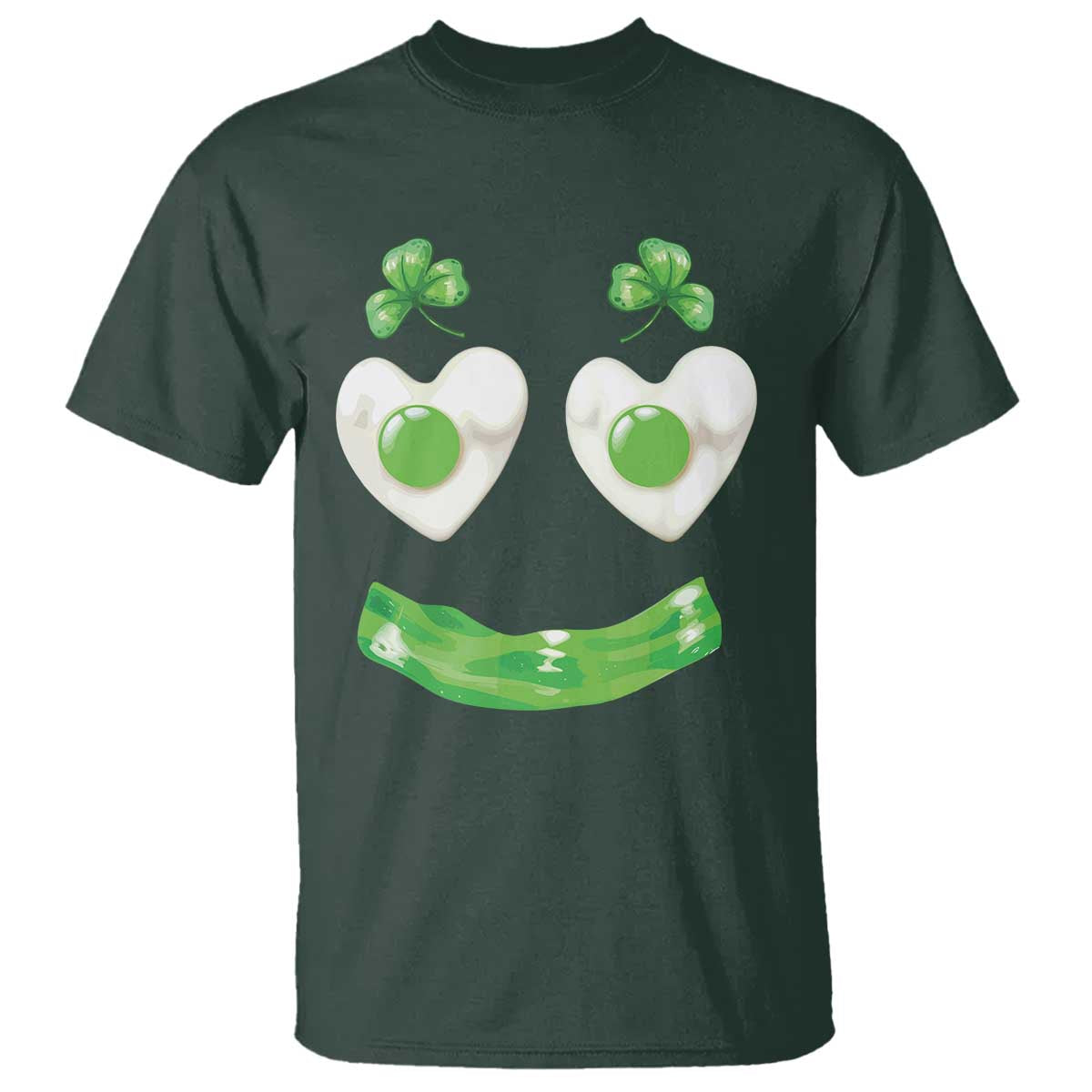Funny Irish St Patricks Day Shamrock T Shirt Green Eggs Smile Brunch Breakfast TS10 Dark Forest Green Print Your Wear