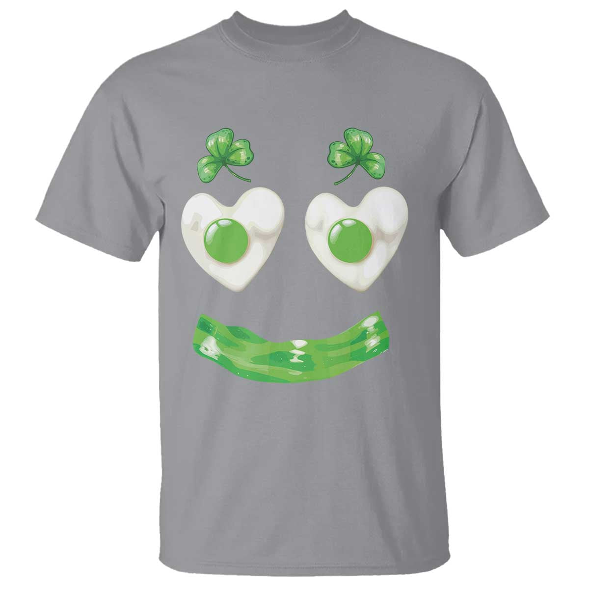 Funny Irish St Patricks Day Shamrock T Shirt Green Eggs Smile Brunch Breakfast TS10 Sport Gray Print Your Wear