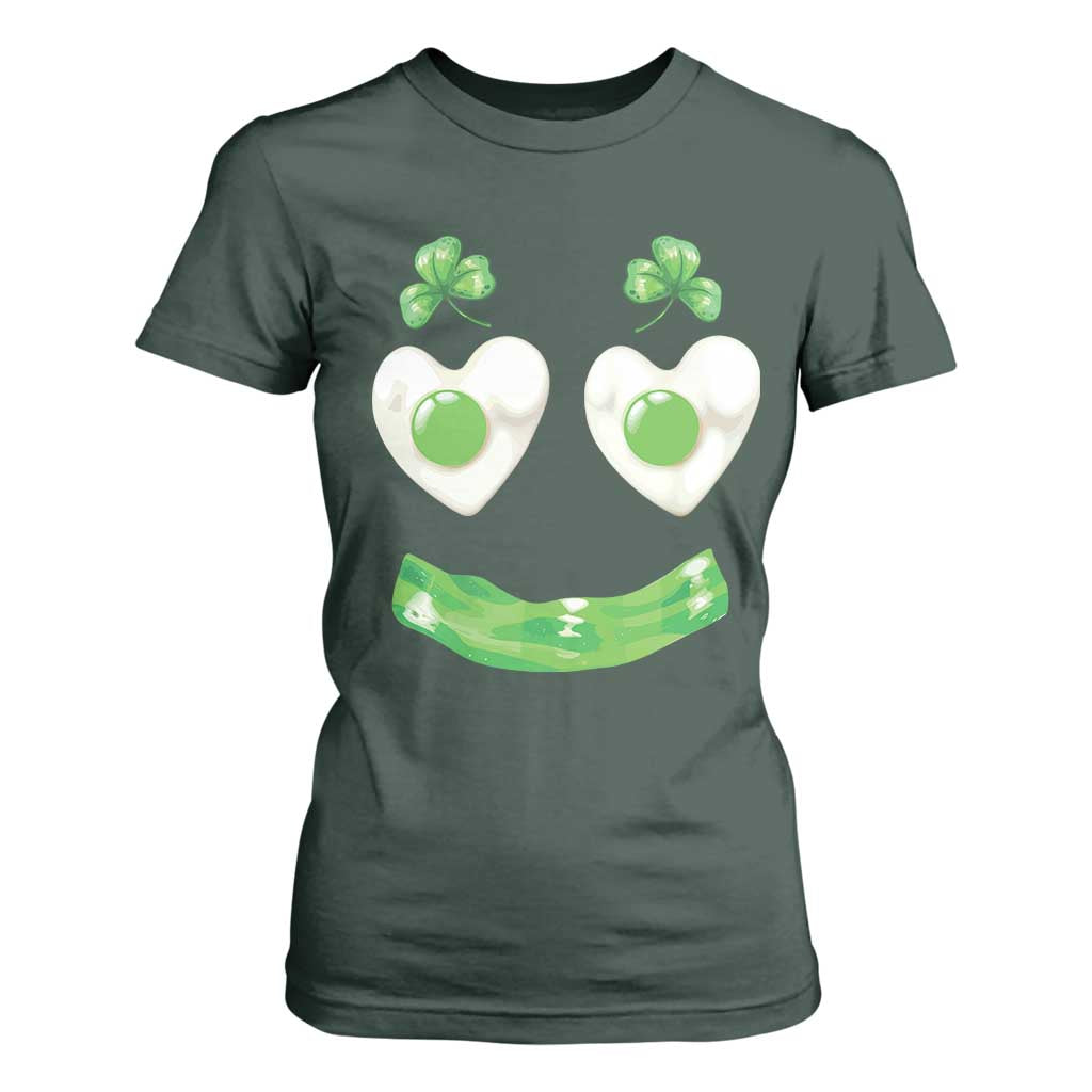 Funny Irish St Patricks Day Shamrock T Shirt For Women Green Eggs Smile Brunch Breakfast TS10 Dark Forest Green Print Your Wear