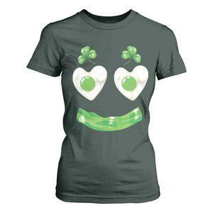 Funny Irish St Patricks Day Shamrock T Shirt For Women Green Eggs Smile Brunch Breakfast TS10 Dark Forest Green Print Your Wear