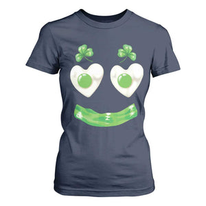 Funny Irish St Patricks Day Shamrock T Shirt For Women Green Eggs Smile Brunch Breakfast TS10 Navy Print Your Wear