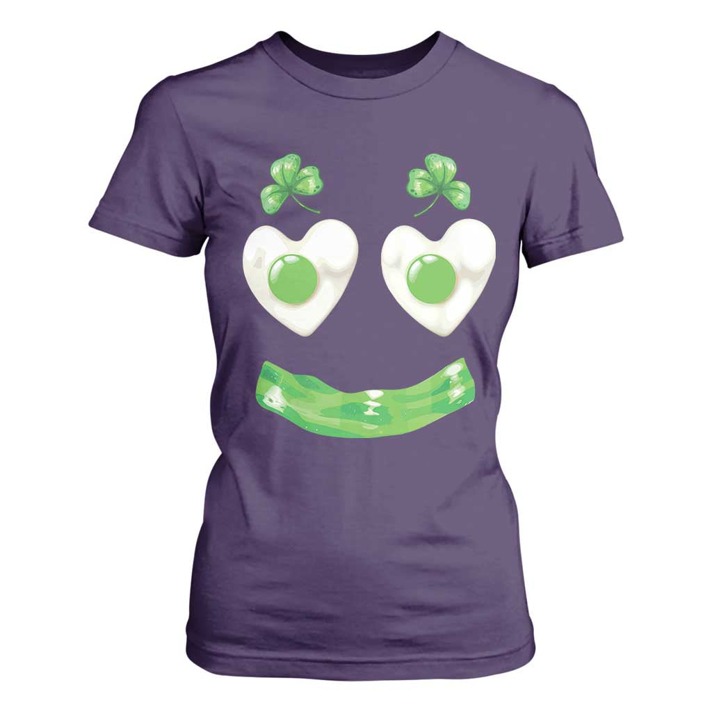 Funny Irish St Patricks Day Shamrock T Shirt For Women Green Eggs Smile Brunch Breakfast TS10 Purple Print Your Wear