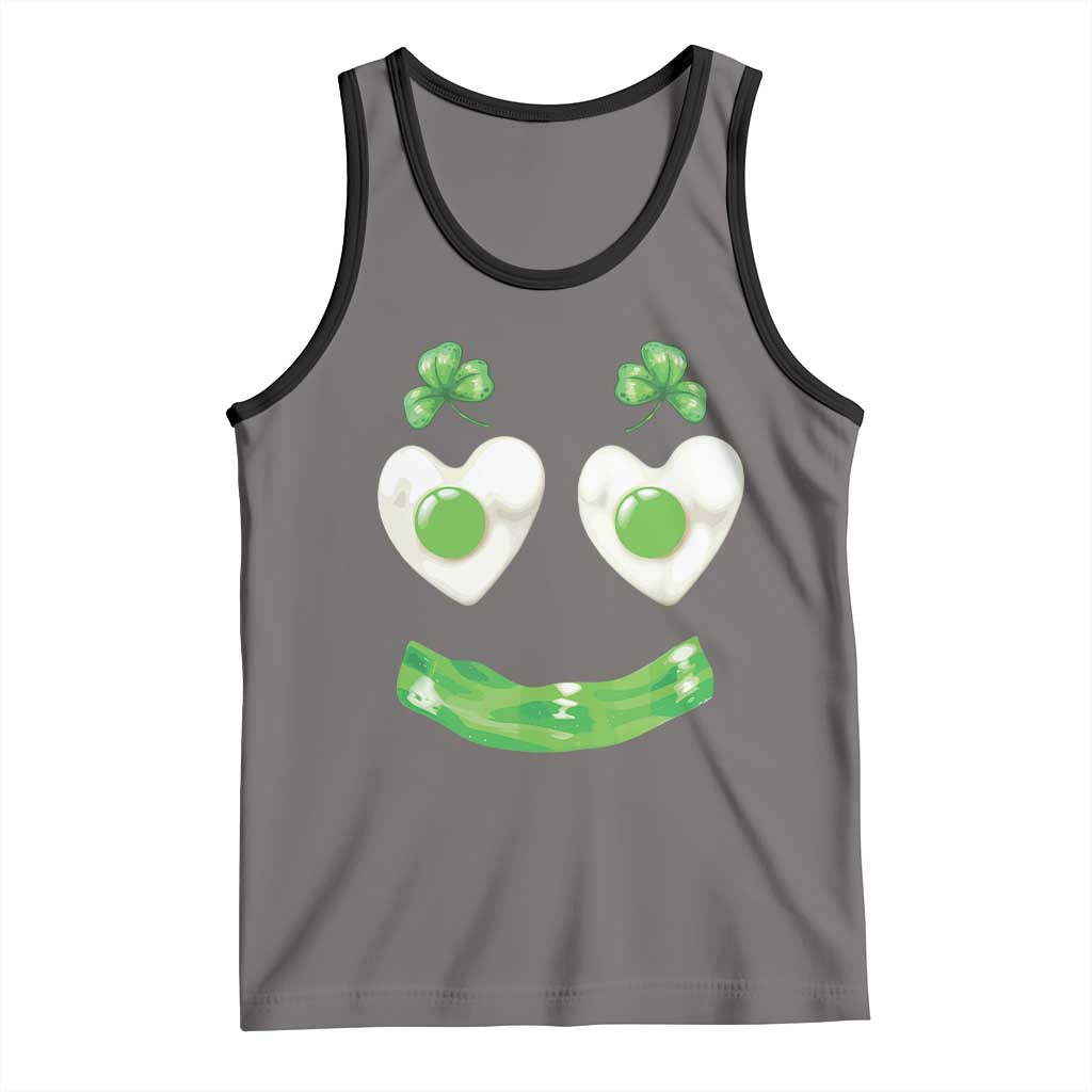 Funny Irish St Patricks Day Shamrock Tank Top Green Eggs Smile Brunch Breakfast TS10 Deep Heather Black Print Your Wear