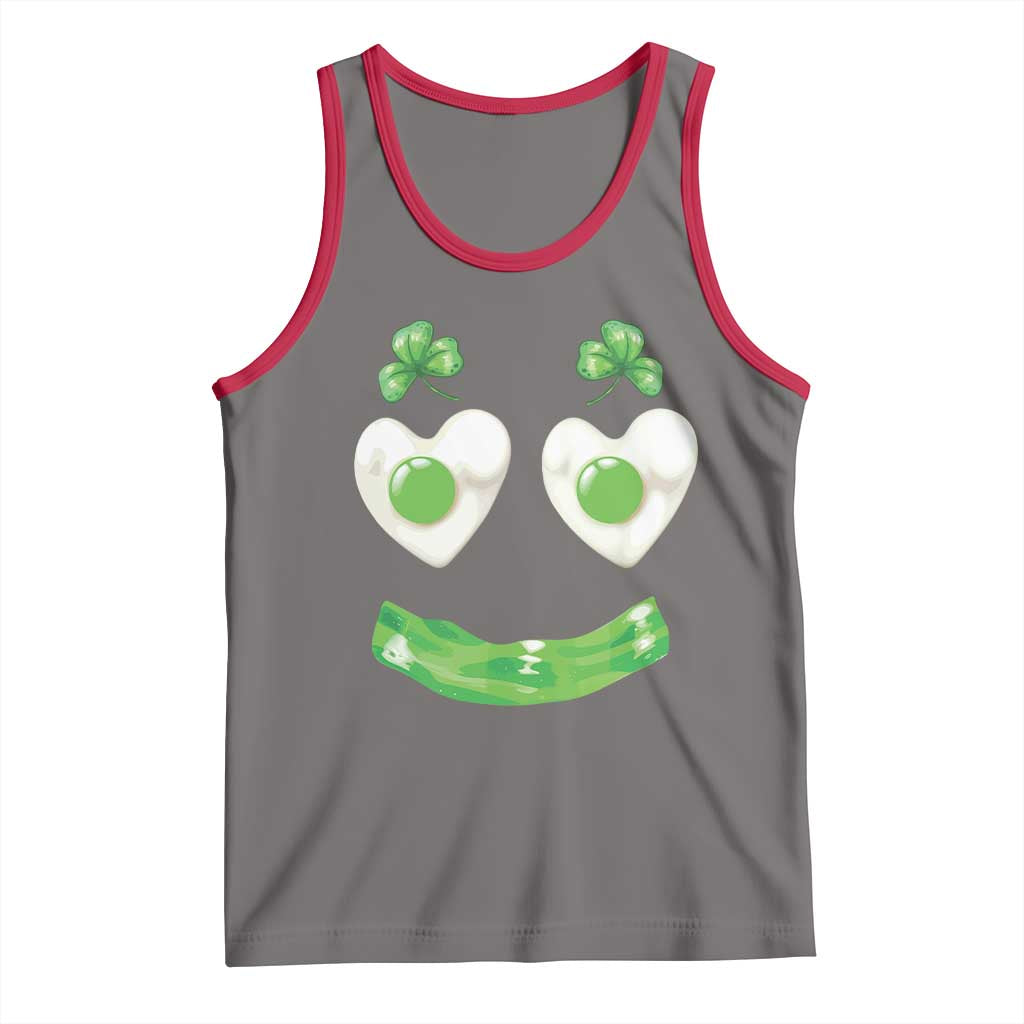 Funny Irish St Patricks Day Shamrock Tank Top Green Eggs Smile Brunch Breakfast TS10 Deep Heather Red Print Your Wear