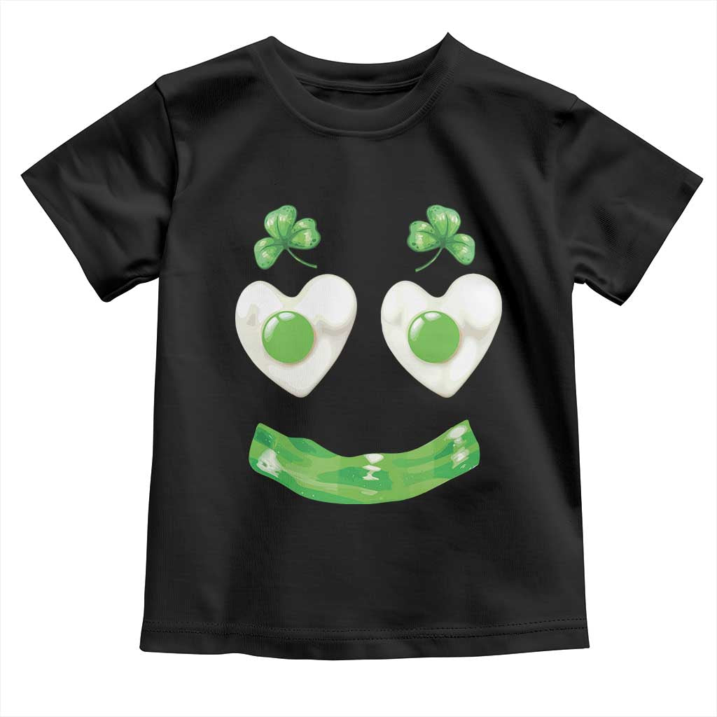 Funny Irish St Patricks Day Shamrock Toddler T Shirt Green Eggs Smile Brunch Breakfast TS10 Black Print Your Wear