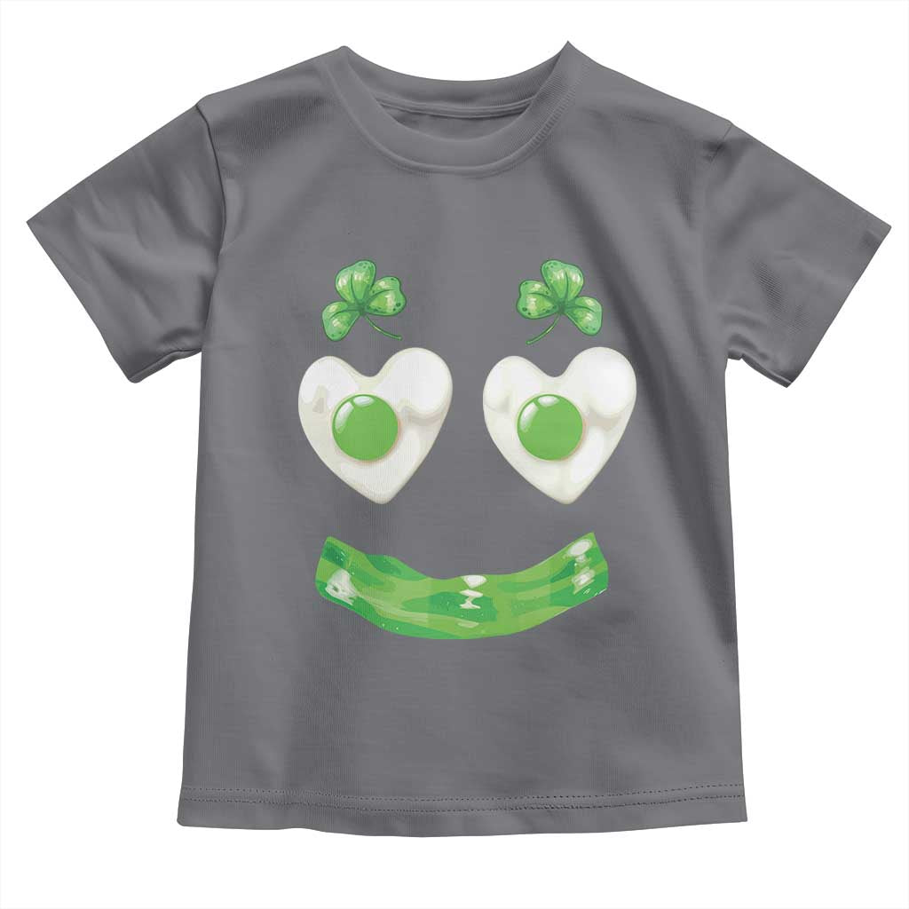 Funny Irish St Patricks Day Shamrock Toddler T Shirt Green Eggs Smile Brunch Breakfast TS10 Charcoal Print Your Wear