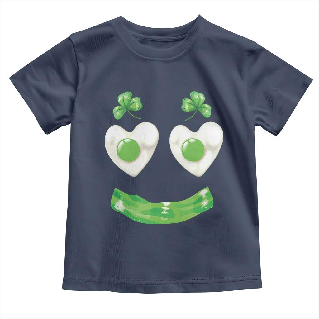 Funny Irish St Patricks Day Shamrock Toddler T Shirt Green Eggs Smile Brunch Breakfast TS10 Navy Print Your Wear