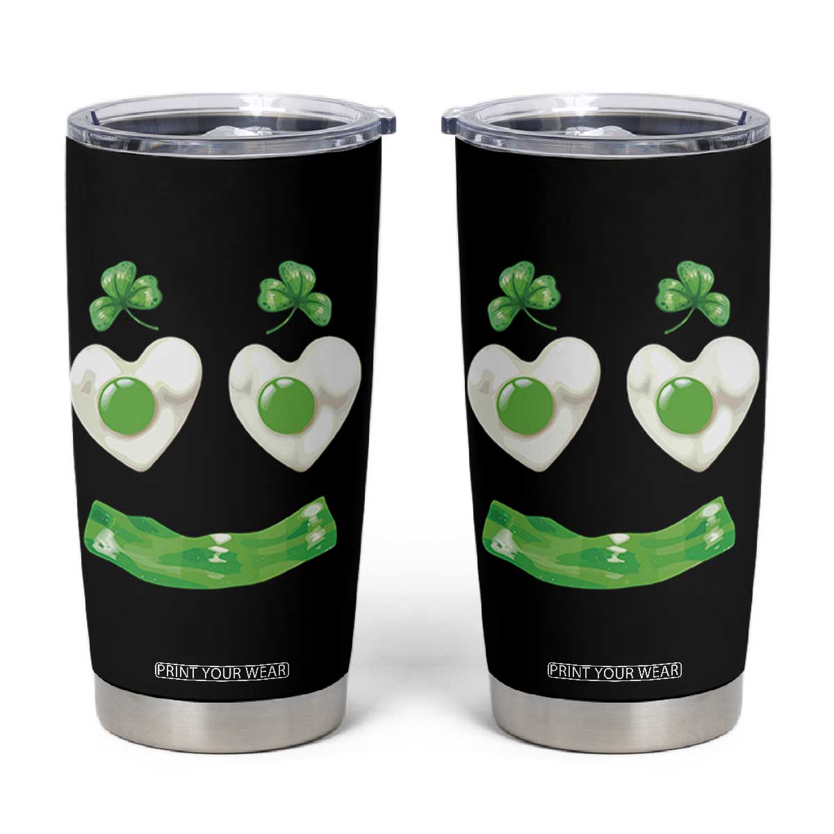 Funny Irish St Patricks Day Shamrock Tumbler Cup Green Eggs Smile Brunch Breakfast TS10 Black Print Your Wear