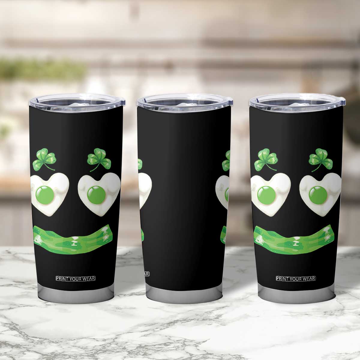 Funny Irish St Patricks Day Shamrock Tumbler Cup Green Eggs Smile Brunch Breakfast TS10 Print Your Wear