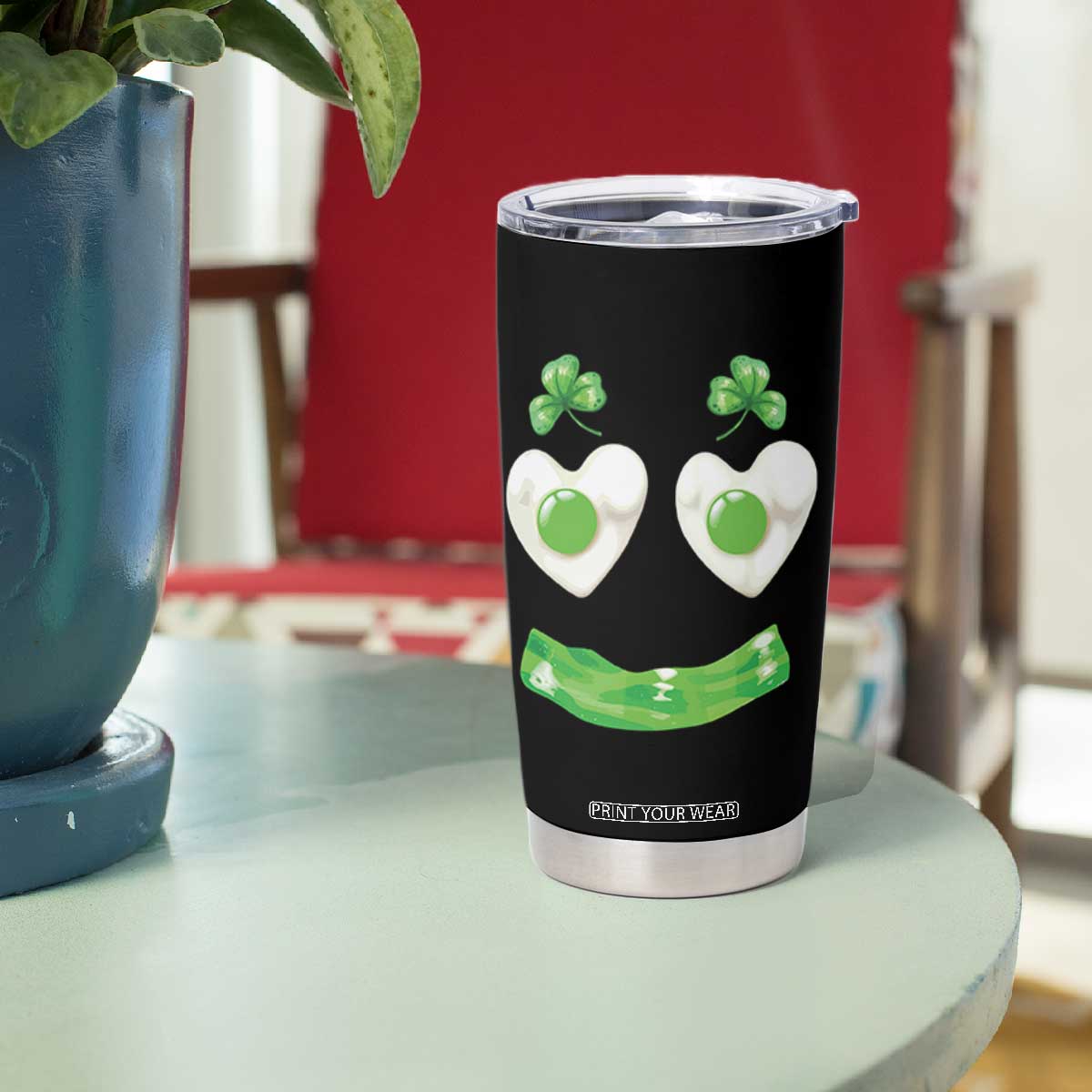 Funny Irish St Patricks Day Shamrock Tumbler Cup Green Eggs Smile Brunch Breakfast TS10 Print Your Wear