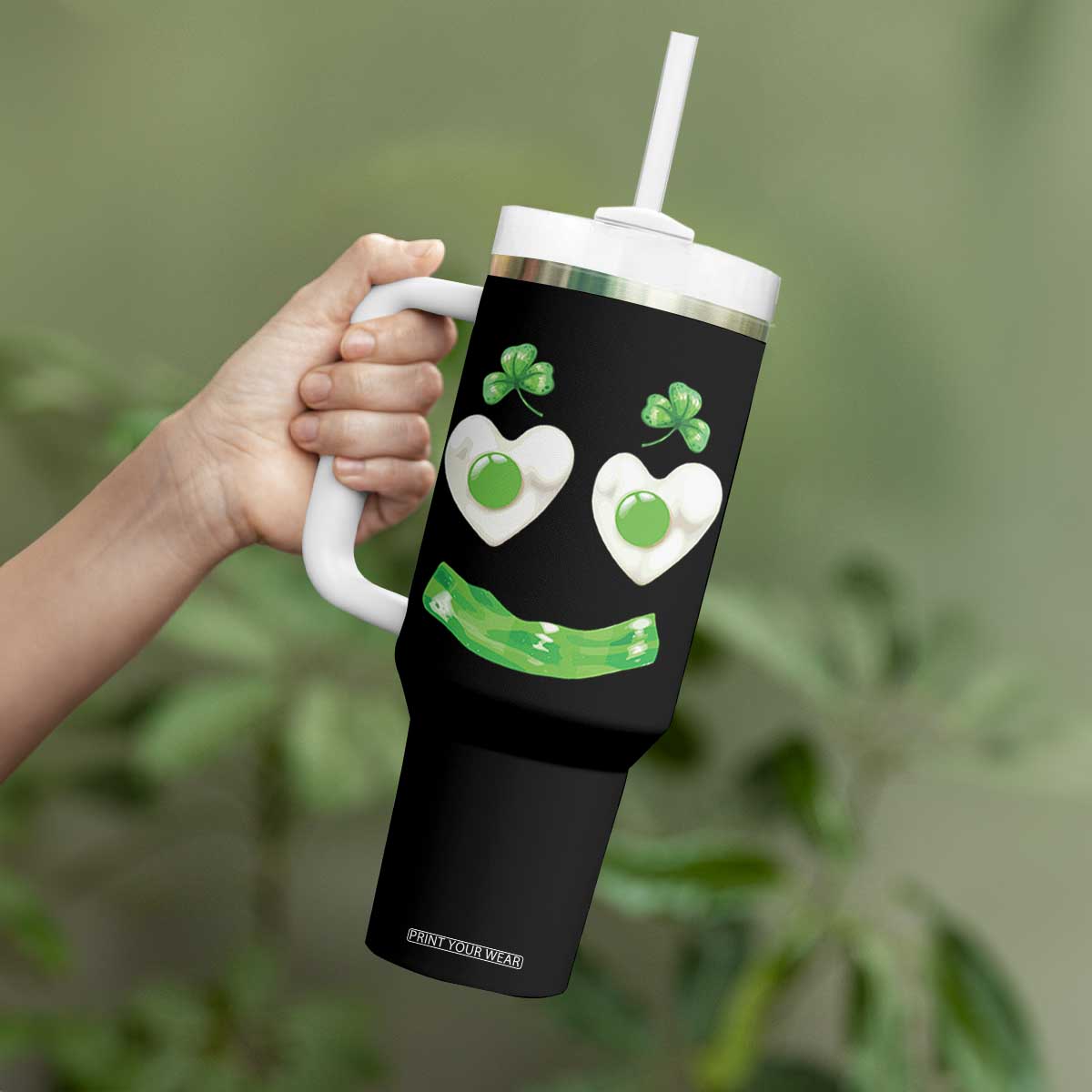 Funny Irish St Patricks Day Shamrock Tumbler With Handle Green Eggs Smile Brunch Breakfast TS10 Print Your Wear