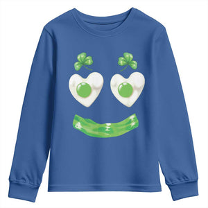 Funny Irish St Patricks Day Shamrock Youth Sweatshirt Green Eggs Smile Brunch Breakfast TS10 Royal Blue Print Your Wear