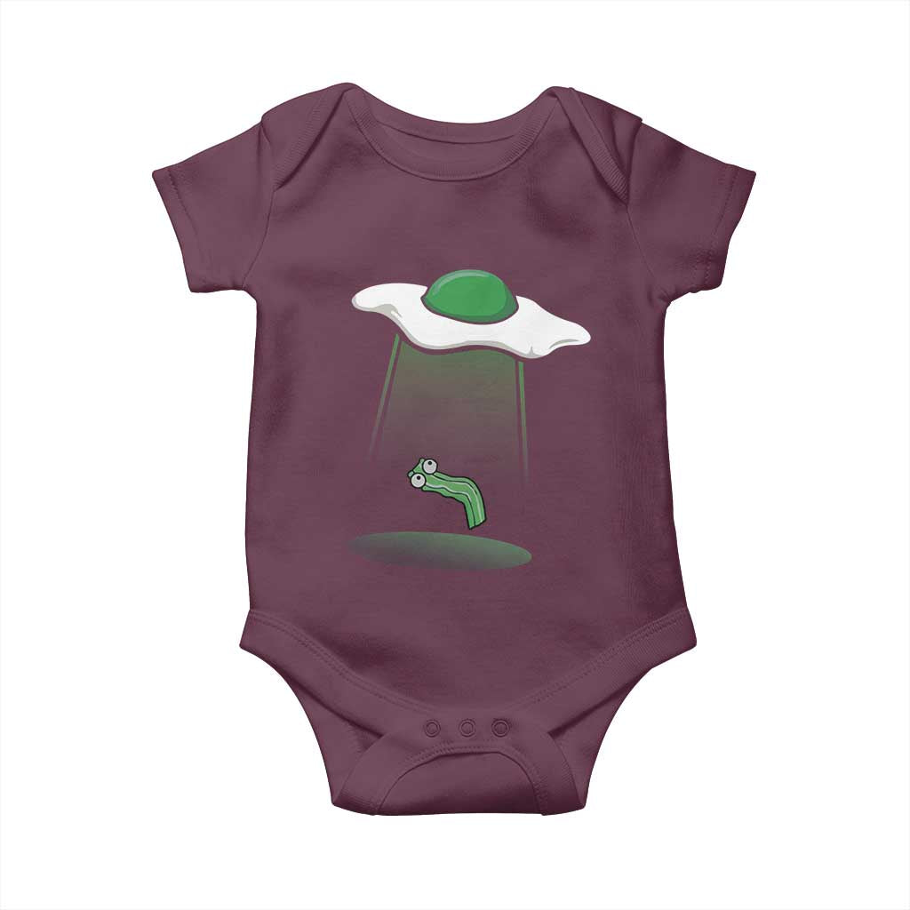 Funny Irish St Patricks Day Baby Onesie UFO Egg Bacon Abduction Funny TS10 Maroon Print Your Wear