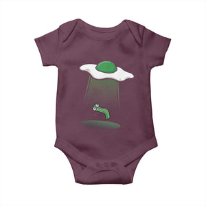 Funny Irish St Patricks Day Baby Onesie UFO Egg Bacon Abduction Funny TS10 Maroon Print Your Wear