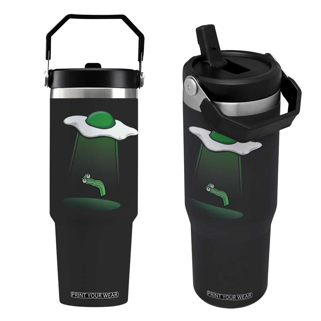 Funny Irish St Patricks Day Flip Straw Tumbler UFO Egg Bacon Abduction Funny TS10 One Size: 30 oz Black Print Your Wear