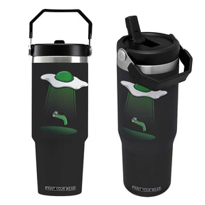 Funny Irish St Patricks Day Flip Straw Tumbler UFO Egg Bacon Abduction Funny TS10 One Size: 30 oz Black Print Your Wear