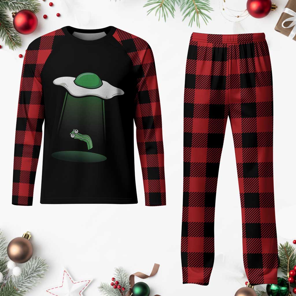Funny Irish St Patricks Day Plaid Pajama Set UFO Egg Bacon Abduction Funny TS10 Buffalo Plaid Print Your Wear