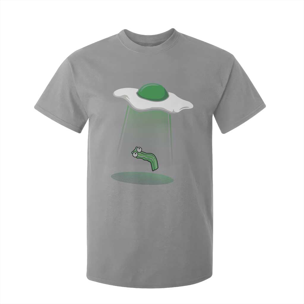 Funny Irish St Patricks Day T Shirt For Kid UFO Egg Bacon Abduction Funny TS10 Sport Gray Print Your Wear