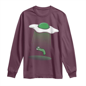 Funny Irish St Patricks Day Long Sleeve Shirt UFO Egg Bacon Abduction Funny TS10 Maroon Print Your Wear