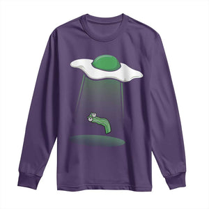 Funny Irish St Patricks Day Long Sleeve Shirt UFO Egg Bacon Abduction Funny TS10 Purple Print Your Wear