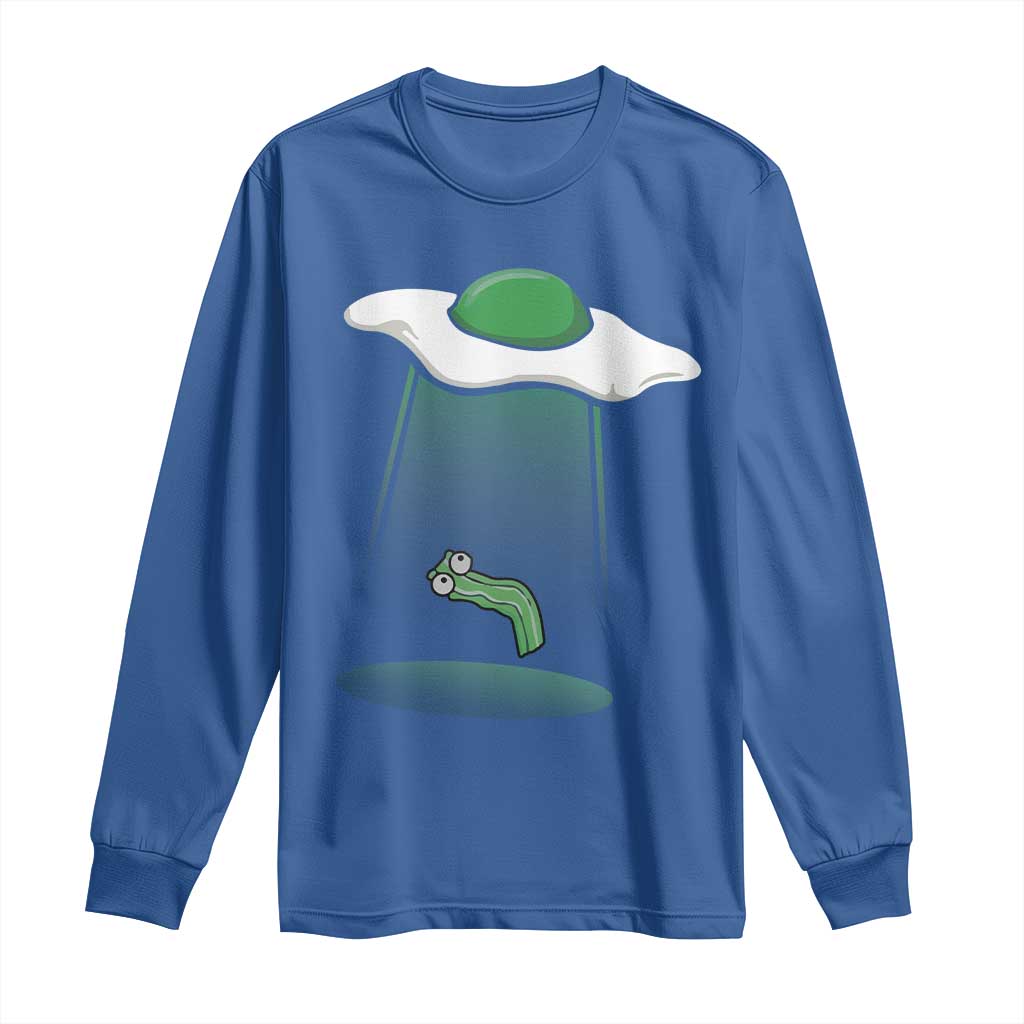 Funny Irish St Patricks Day Long Sleeve Shirt UFO Egg Bacon Abduction Funny TS10 Royal Blue Print Your Wear