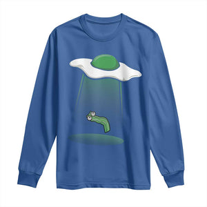 Funny Irish St Patricks Day Long Sleeve Shirt UFO Egg Bacon Abduction Funny TS10 Royal Blue Print Your Wear