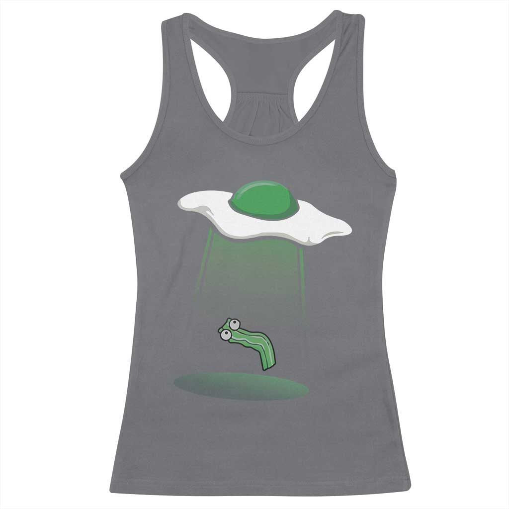 Funny Irish St Patricks Day Racerback Tank Top UFO Egg Bacon Abduction Funny TS10 Charcoal Print Your Wear