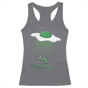 Funny Irish St Patricks Day Racerback Tank Top UFO Egg Bacon Abduction Funny TS10 Charcoal Print Your Wear