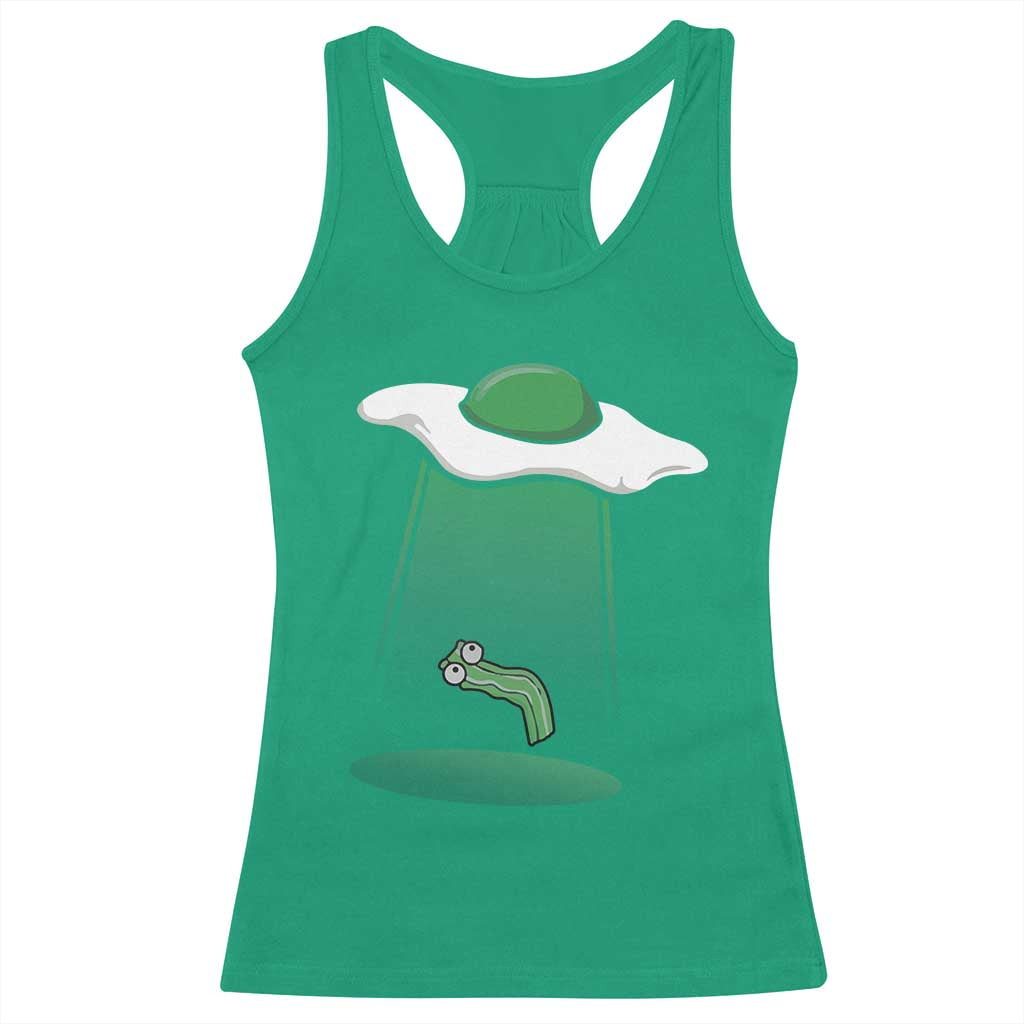 Funny Irish St Patricks Day Racerback Tank Top UFO Egg Bacon Abduction Funny TS10 Irish Green Print Your Wear