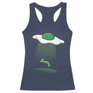 Funny Irish St Patricks Day Racerback Tank Top UFO Egg Bacon Abduction Funny TS10 Navy Print Your Wear