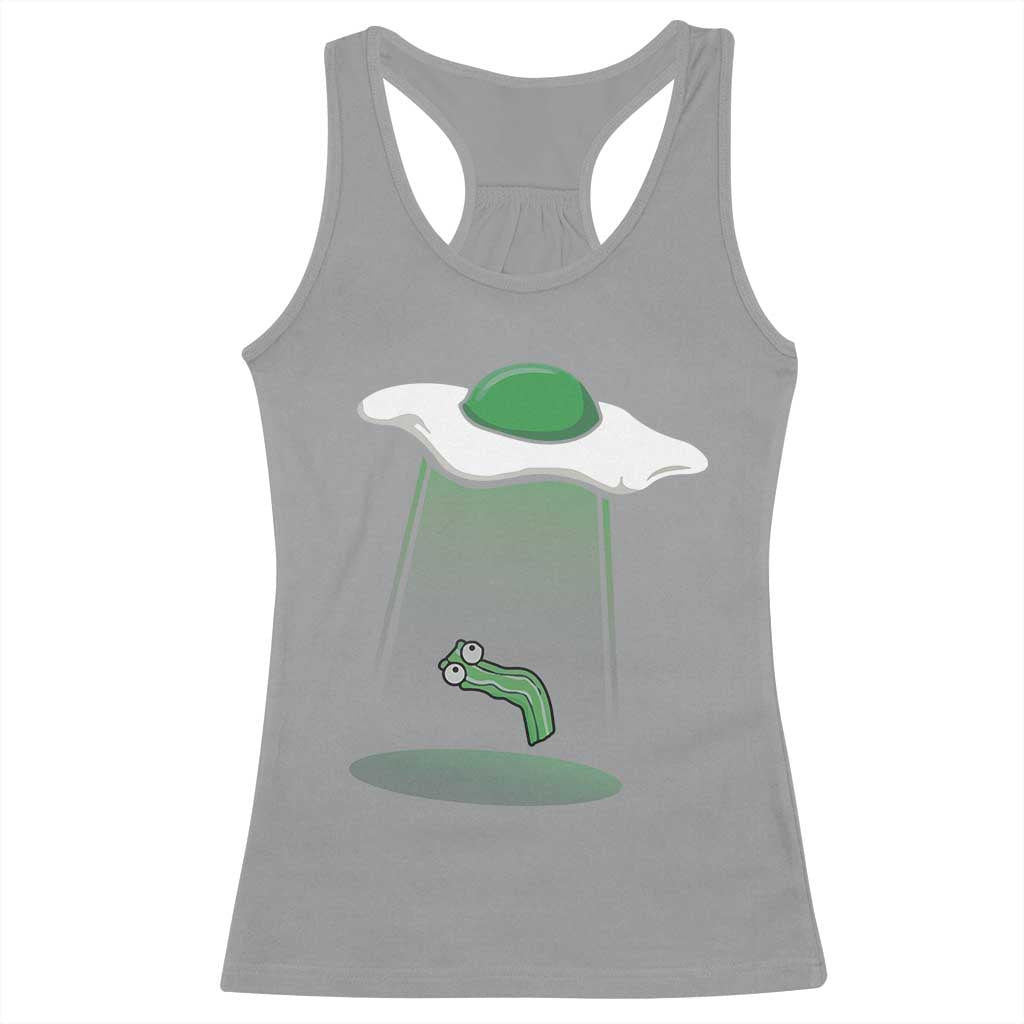 Funny Irish St Patricks Day Racerback Tank Top UFO Egg Bacon Abduction Funny TS10 Sport Gray Print Your Wear