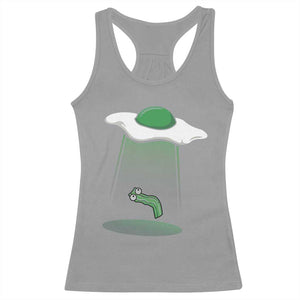 Funny Irish St Patricks Day Racerback Tank Top UFO Egg Bacon Abduction Funny TS10 Sport Gray Print Your Wear