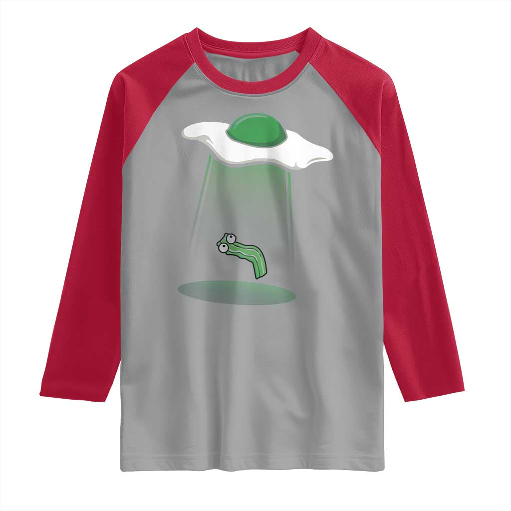 Funny Irish St Patricks Day Raglan Shirt UFO Egg Bacon Abduction Funny TS10 Sport Gray Red Print Your Wear