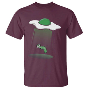 Funny Irish St Patricks Day T Shirt UFO Egg Bacon Abduction Funny TS10 Maroon Print Your Wear