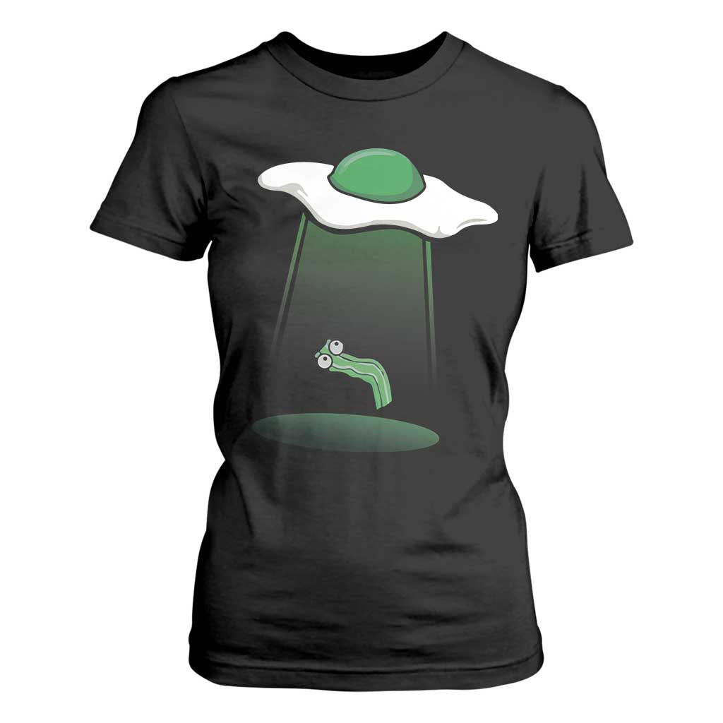 Funny Irish St Patricks Day T Shirt For Women UFO Egg Bacon Abduction Funny TS10 Black Print Your Wear