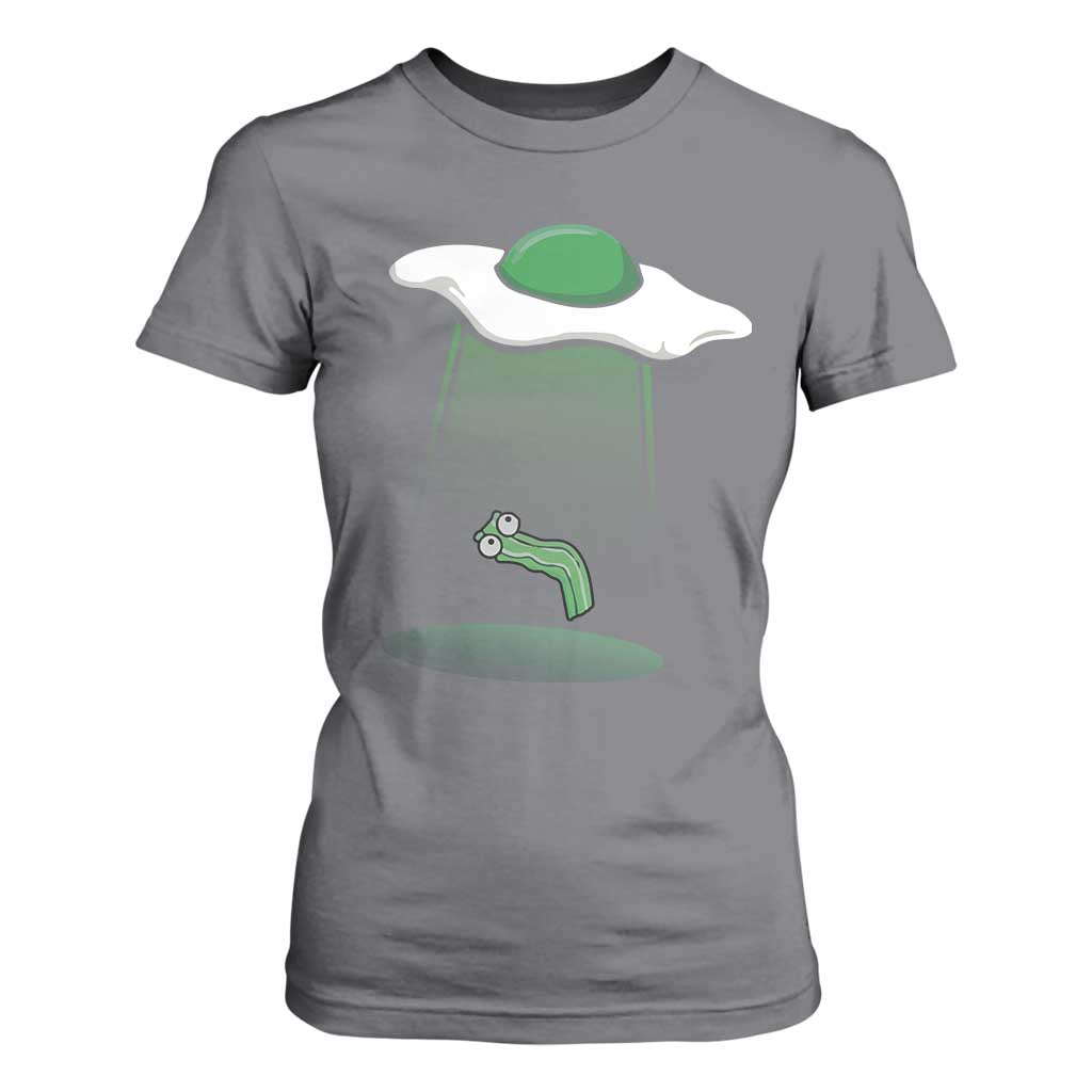 Funny Irish St Patricks Day T Shirt For Women UFO Egg Bacon Abduction Funny TS10 Charcoal Print Your Wear