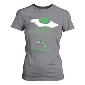 Funny Irish St Patricks Day T Shirt For Women UFO Egg Bacon Abduction Funny TS10 Charcoal Print Your Wear